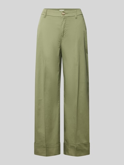 Produktfoto, Wide Leg Culotte aus Baumwoll-Mix von s.Oliver RED LABEL in Olivgrün, High Waist mit Bügelfalten, 7/8-Länge, strukturierte Oberfläche