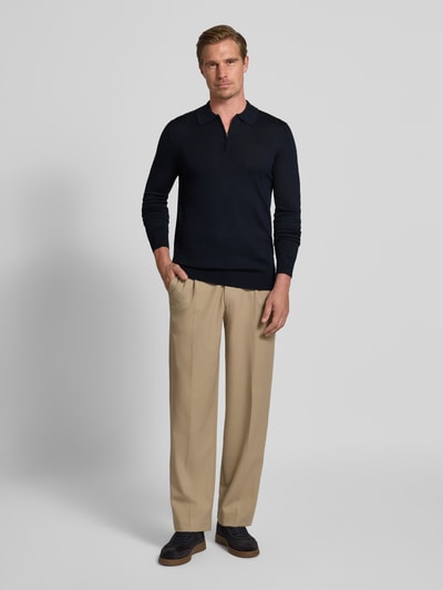 Christian Berg Men Strickpullover aus Merino-Mix mit Umlegekragen Marine 1