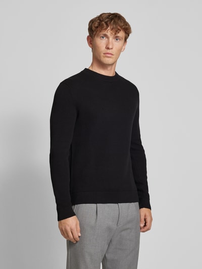 SELECTED HOMME Sweter z dzianiny z okrągłym dekoltem model ‘DANE’ Czarny 4