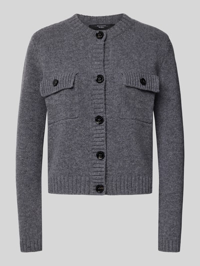 Weekend Max Mara Regular fit gebreid jack van zuivere scheerwol, model 'SFABRI' Antraciet - 2