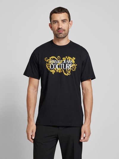 Versace Jeans Couture T-shirt met motief- en labelprint Zwart - 4