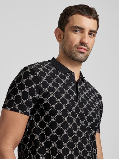 JOOP! Collection Regular fit poloshirt met all-over logoprint, model 'Thilo' Zwart - 3