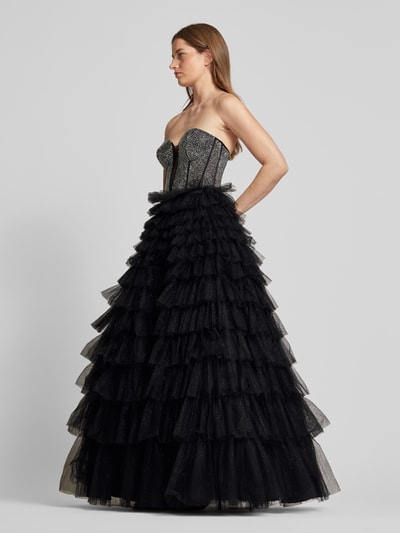 Luxuar Abendkleid mit Strasssteinbesatz Black 1