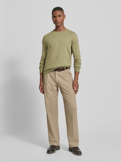 SELECTED HOMME Regular Fit Pullover aus reiner Baumwolle Modell 'BERG' Oliv Melange 1