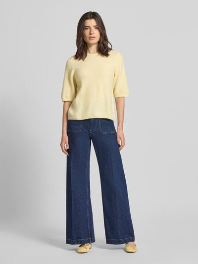 Gestuz Relaxed Fit T-Shirt aus Alpaka-Mix Modell 'Alpha' Pastellgelb 1