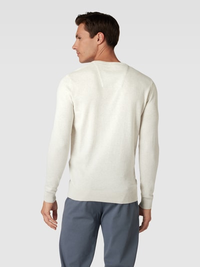 Tom Tailor Strickpullover mit Label-Stitching Modell 'BASIC' Offwhite 5