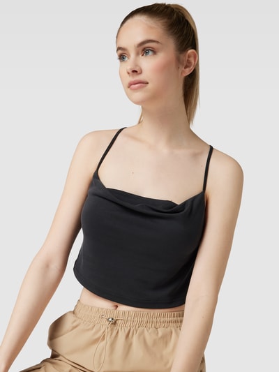 Review Crop Top mit Wasserfall-Ausschnitt Black 3