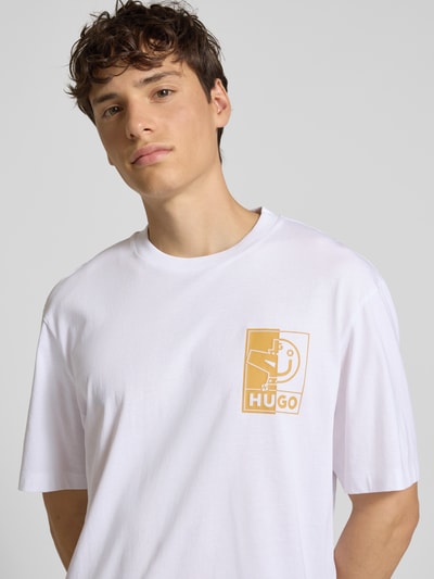 Hugo Blue T-Shirt mit Motiv-Print Modell 'Nedix' Weiss 3