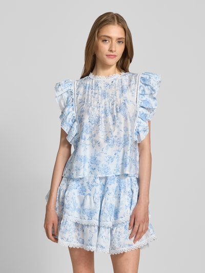 Gina Tricot Blusenshirt mit Volantärmel Hellblau 4