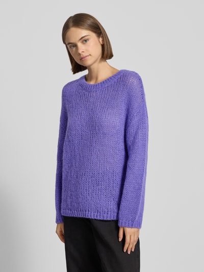 Hugo Blue Relaxed Fit Strickpullover mit Alpaka-Anteil Modell 'SLOOKINA' Lila 4