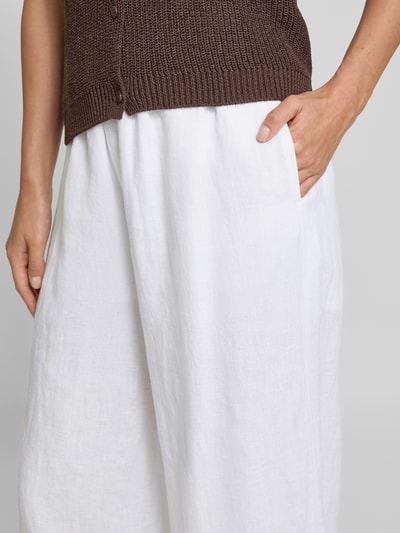 BOSS Orange Relaxed fit linnen broek met elastische band, model 'TOREANA' Wit - 3