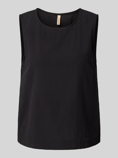 Produktfoto, schwarzes Top mit Rundhalsausschnitt von Soyaconcept, Reine Baumwolle, Gerader-Schnitt, Modell 'CISSIE', Rückenlänge 56 cm, Größe S