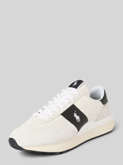 Polo Ralph Lauren Sneakers van leermix met logostitching, model 'Train' Wit - 1