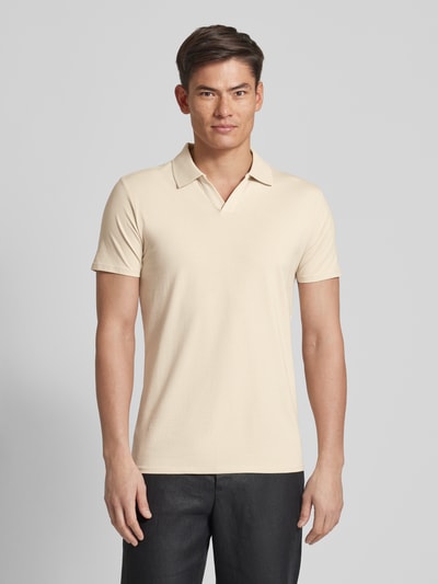 Lindbergh Slim fit poloshirt met platte kraag Offwhite - 4