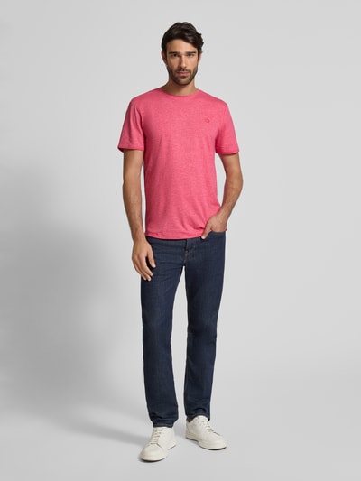Tom Tailor Denim T-shirt o kroju regular fit z mieszanki bawełny Mocnoróżowy melanż 1
