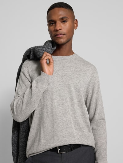 Profuomo Strickpullover aus Woll-Mix mit Rundhalsausschnitt Hellgrau 3
