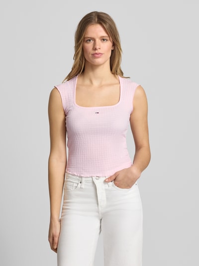 Tommy Jeans Slim Fit Top mit Frill Pink 4