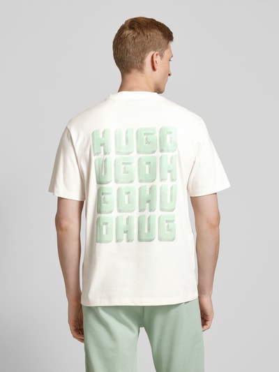 HUGO T-shirt z nadrukiem z logo model ‘Diqitee’ Złamany biały 5