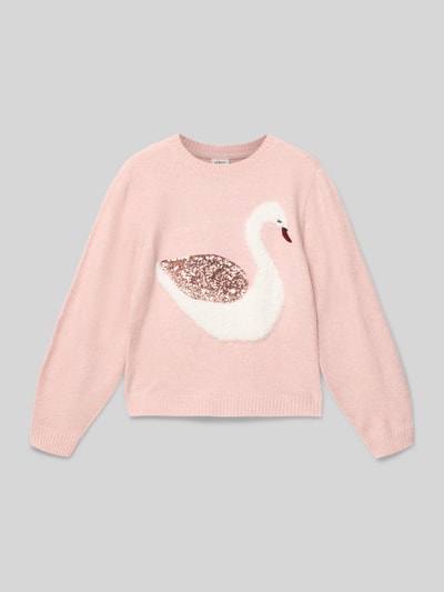 s.Oliver RED LABEL Sweter z dzianiny o kroju regular fit ze wstawkami  Jasnoróżowy 1