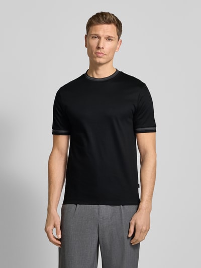 BOSS Slim fit T-shirt van puur katoen, model 'TESSLER 202' Zwart - 4