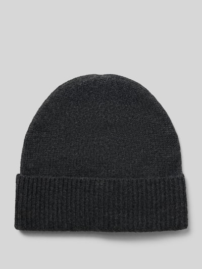 Produktfoto, Strickmütze aus reinem Kaschmir mit breitem Umschlag von Christian Berg Men, dunkelgrauer Ton, grobe Struktur, rechteckige Form