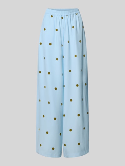 Produktfoto, Fließende Hose mit weitem Bein - curated by Mary Braun von Style Icon Collection, Damen HOSE im Viskose-Mix, hellblau mit Punkten, elastischer Bund, weiter Beinverlauf, Bundweite 34 cm, Innenbeinlänge 80 cm