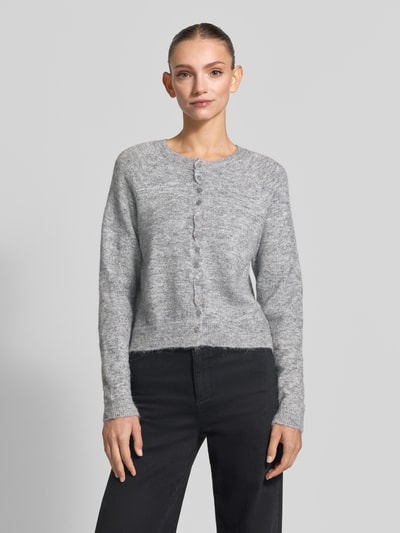 ICHI Regular fit gebreid jack van wolmix model 'SAGE' Lichtgrijs - 4