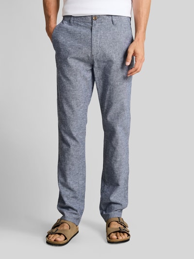 Tom Tailor regular fit chino van linnen-katoenmix Donkerblauw gemêleerd - 4