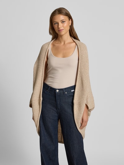 OPUS Poncho mit gerippten Abschlüssen Modell 'Amaryllis' Beige 4