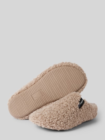 Verbenas Slippers met imitatiebont, model 'YORK CURLY' Camel - 4