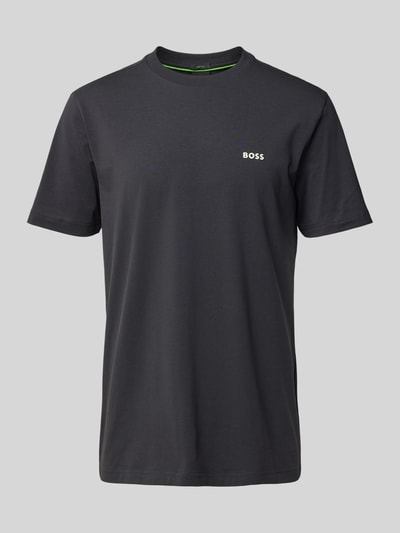 BOSS Green T-shirt z detalem z logo Antracytowy 2