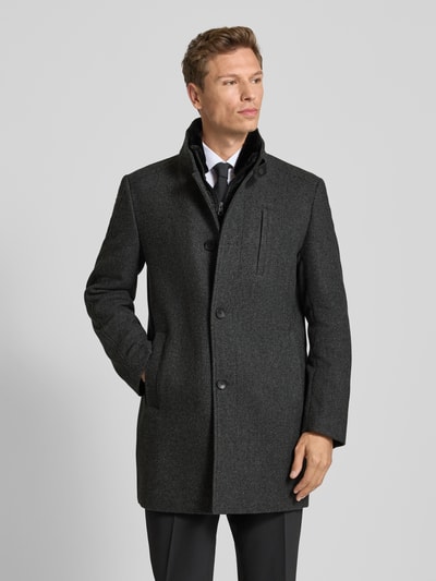 Cinque Regular fit lange jas met opstaande kraag, model 'Arsenal' Antraciet - 4