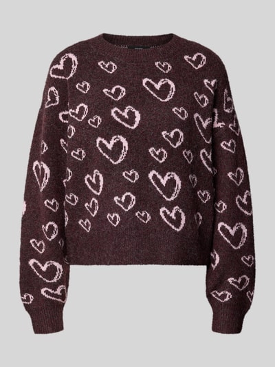 Produktfoto, Pullover mit Rundhalsausschnitt von VERO MODA, synthetischer Materialmix, allover serca, długi rękaw, ściągacze, motywowy nadruk