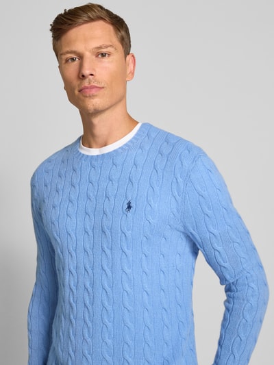 Polo Ralph Lauren Sweter z dzianiny o kroju regular fit z mieszanki wełny i kaszmiru Jeansowy niebieski 3