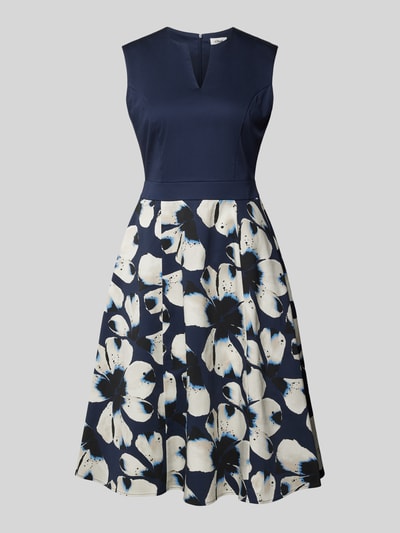 s.Oliver BLACK LABEL Knielange jurk met bloemenmotief Marineblauw - 2