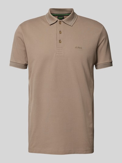 BOSS Green Regular fit poloshirt met labelstitching, model 'PADDY' Beige - 2