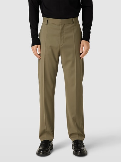 HUGO Spodnie do garnituru z kieszeniami z tyłu model ‘Teagan’ Oliwkowy 4