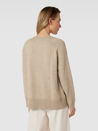 MSCH Copenhagen Sweter z dzianiny z prążkowanymi wykończeniami model ‘Sardia’ Piaskowy melanż 5