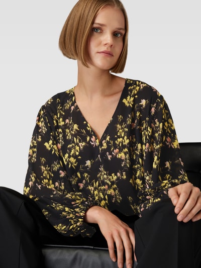 HUGO Blouse met all-over bloemenmotief, model 'Carmelara' Zwart - 3