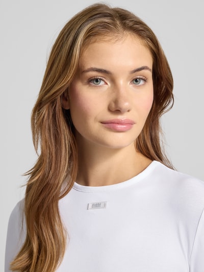 Karo Kauer Bluzka krótka z długim rękawem i naszywką z logo Biały 3