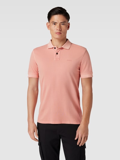 BOSS Orange Slim fit poloshirt met labeldetail, model 'Prime' Lichtrood - 4