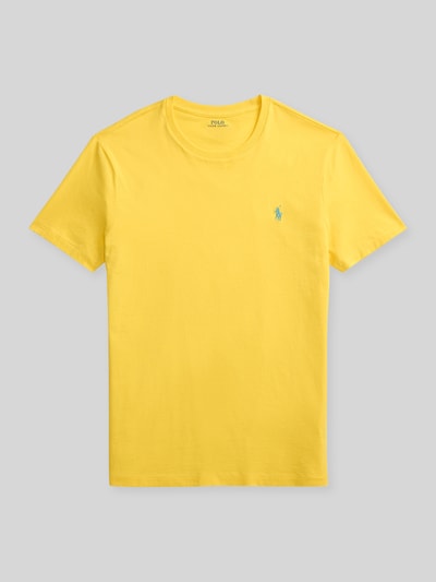 Produktfoto, Regular Fit T-Shirt aus reiner Baumwolle von Polo Ralph Lauren in Unifarbe Gelb, kurzarm, Jersey mit Logo-Stitching vorn