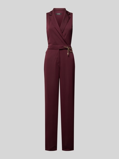 Lauren Ralph Lauren Jumpsuit met tailleriem, model 'NIKELLE' Donkerrood - 2