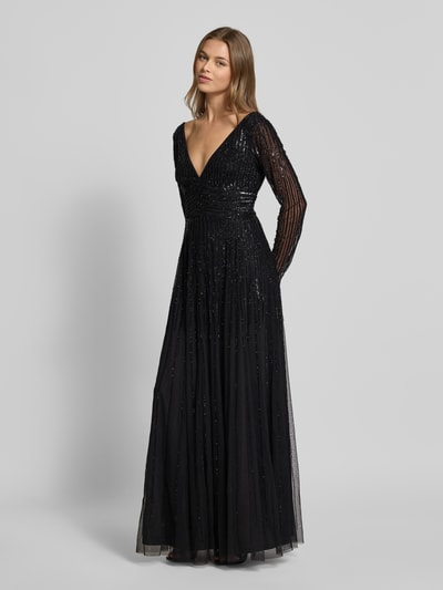 LACE & BEADS Avondjurk met V-hals Zwart - 1