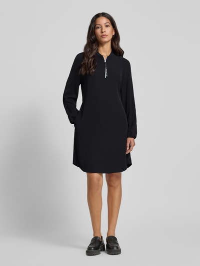 Marc Cain Knielanges Kleid mit geripptem Stehkragen Black 1