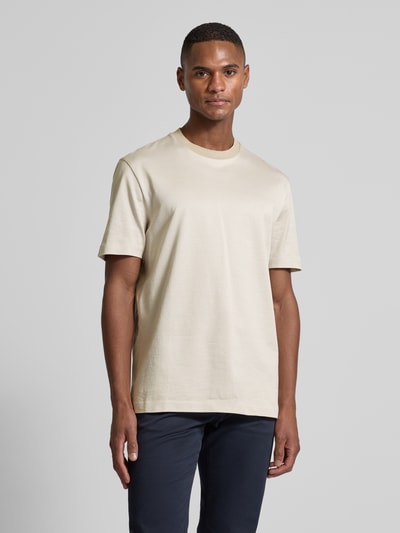 BOSS T-Shirt mit geripptem Rundhalsausschnitt Modell 'Thompson' Beige 4