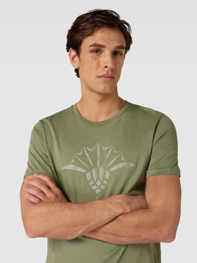 JOOP! Collection T-shirt met logoprint, model 'Alerio' Olijfgroen - 3