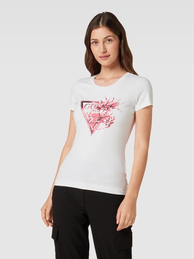 Guess T-shirt z nadrukiem z logo Biały 4