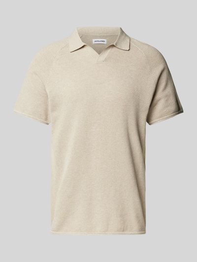 Jack & Jones Slim Fit Poloshirt mit Strukturmuster Modell 'HILL KNIT' Beige Melange 2