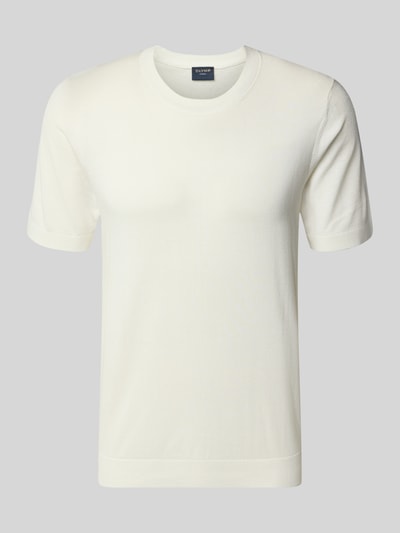 Produktfoto, Strickshirt mit Rundhalsausschnitt und 1/2-Arm von OLYMP Level Five, mieszanka bawełny i lyocellu, krój regular fit, okrągły dekolt, rękaw o dł. 1/2, długość tyłu w rozmiarze M 67 cm